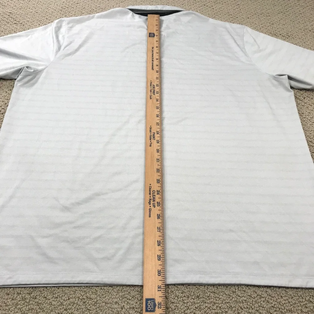 Nike Golf Dri-FIT Polo Shirt  XXL Grey White Striped Short Sleeve Performance